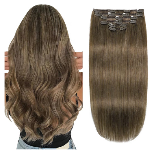 Rallonges à clip remy human hair  # 8- 18” - 7 pieces - 100g